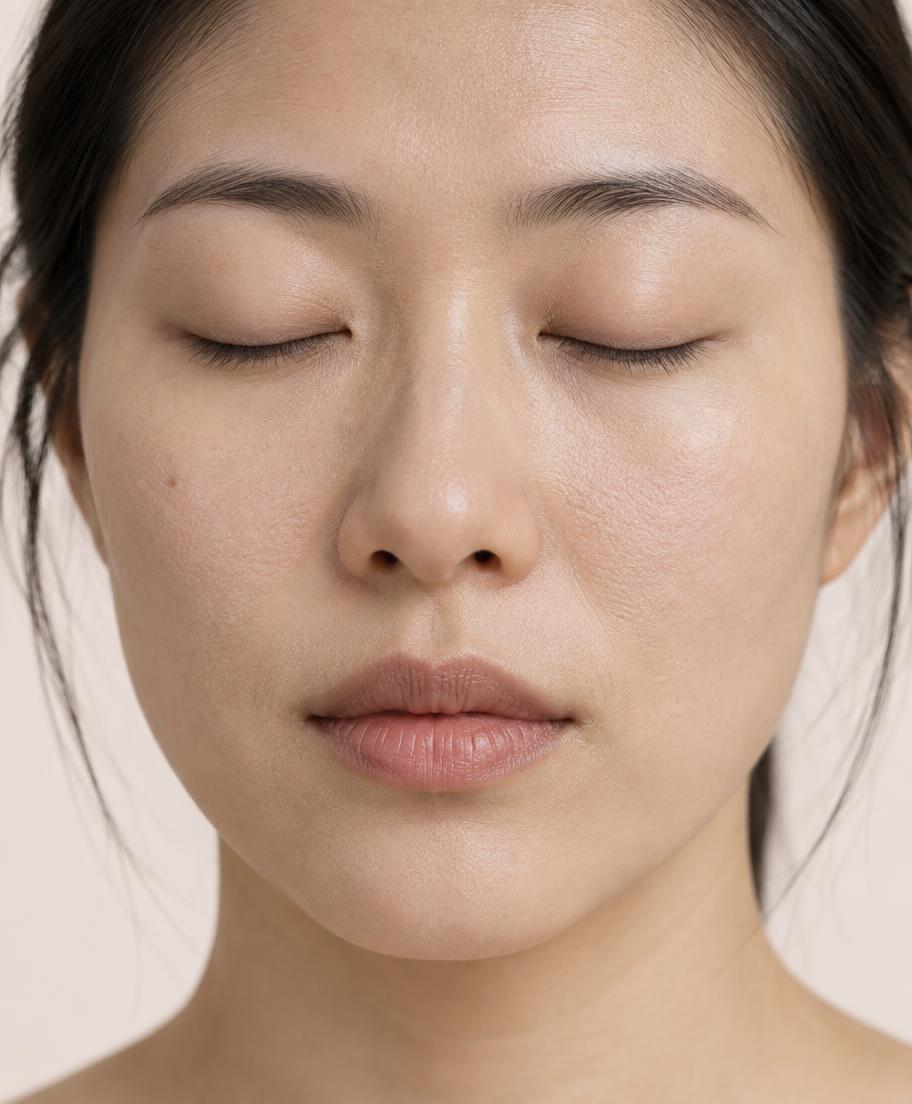 Natural skin with subtle dehydrated texture